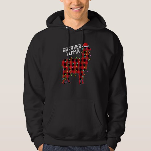 Llama Red Buffalo Kariert Brother Llama Christmas Hoodie (Vorderseite)