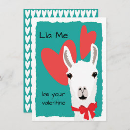 Llama Red Hearts Aquamarin-Lla Me Ihr Valentinstag Feiertagskarte