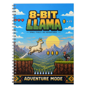 Llama, Retro-8-Bit-Pixel-Art Notizblock