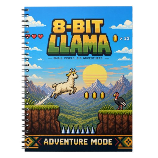 Llama, Retro-8-Bit-Pixel-Art Notizblock (Vorderseite)