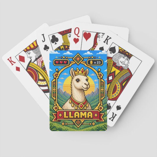Llama Retro 8-Bit Pixelkunst Spielkarten (Rückseite)