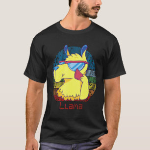 Llama Retro Sonnenbrille Alpaka Vintage für Tier T-Shirt