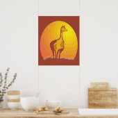 Llama Retro Sunset Poster (Küche)
