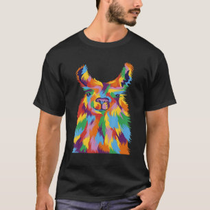 Llama Retro Vintage Alpaka Farbige Tiere T-Shirt