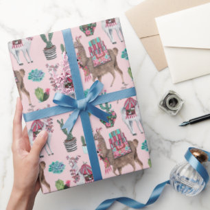 Llama rosa Schleifpapier Geschenkpapier