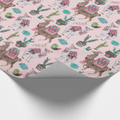 Llama | rosa | Schleifpapier Geschenkpapier (Ecke)