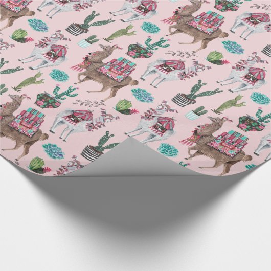 Llama | rosa | Schleifpapier Geschenkpapier (Ecke)