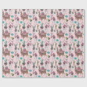 Llama | rosa | Schleifpapier Geschenkpapier (Flach)