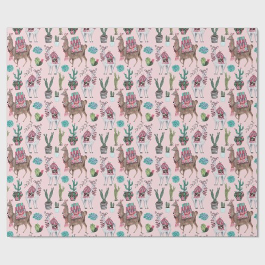 Llama | rosa | Schleifpapier Geschenkpapier (Flach)
