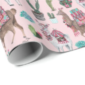 Llama | rosa | Schleifpapier Geschenkpapier (Rolleneckpunkt)