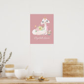 Llama Rosa und Weiß mit Blume Girly Poster (Küche)