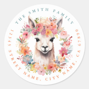 Llama Round Address Labels Runder Aufkleber