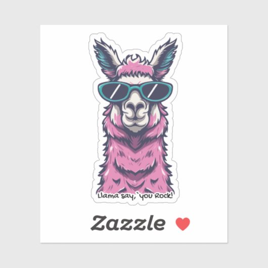 Llama sagt dir Rock | Quirkische Pose in Sonnenbri Aufkleber (Blatt)