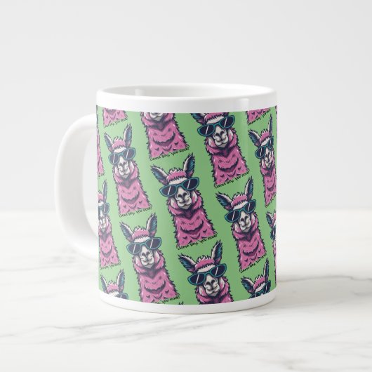 Llama sagt dir Rock | Quirkische Pose in Sonnenbri Jumbo-Tasse (Vorderseite Links)