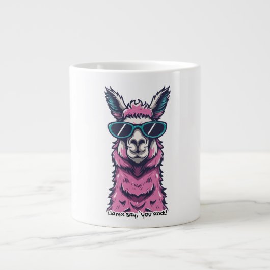 Llama sagt dir Rock | Quirkische Pose in Sonnenbri Jumbo-Tasse (Vorderseite)