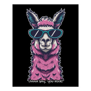Llama sagt dir Rock Quirkische Pose in Sonnenbri Poster