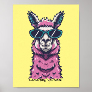Llama sagt dir Rock Quirkische Pose in Sonnenbri Poster