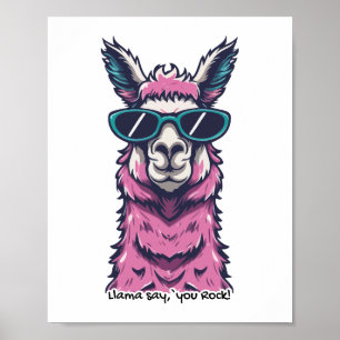 Llama sagt dir Rock   Quirkische Pose in Sonnenbri Poster