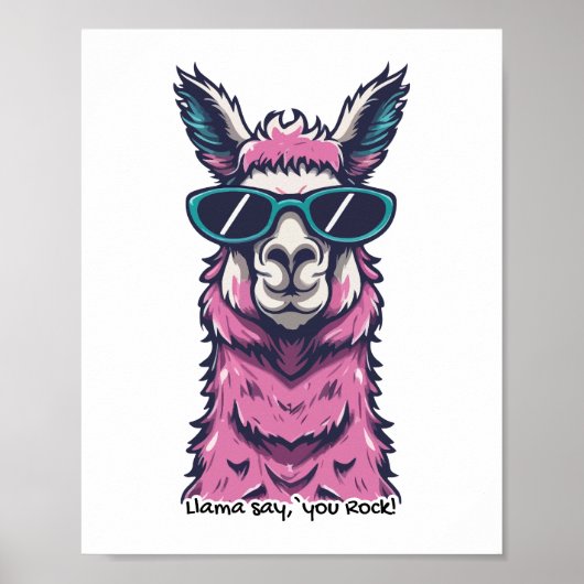 Llama sagt dir Rock | Quirkische Pose in Sonnenbri Poster (Vorne)