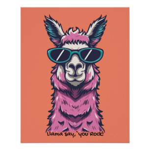 Llama sagt dir Rock Quirkische Pose in Sonnenbri Poster