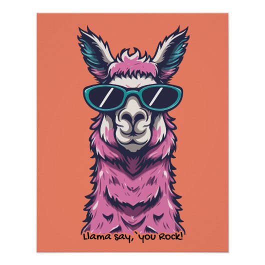 Llama sagt dir Rock | Quirkische Pose in Sonnenbri Poster (Vorderseite)