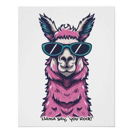 Llama sagt dir Rock | Quirkische Pose in Sonnenbri Poster (Vorderseite)