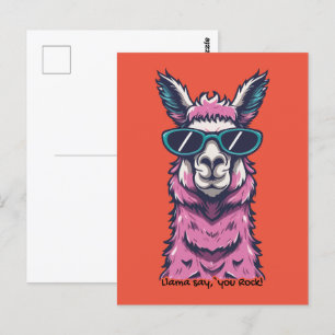 Llama sagt dir Rock   Quirkische Pose in Sonnenbri Postkarte