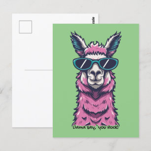 Llama sagt dir Rock Quirkische Pose in Sonnenbri Postkarte
