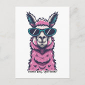 Llama sagt dir Rock | Quirkische Pose in Sonnenbri Postkarte (Vorderseite)