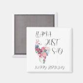 Llama sagt einfach glücklich zum Geburtstag Magnet (Vorderseite/Rückseite)