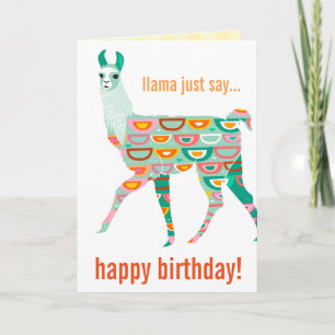 Llama sagt nur glücklich Geburtstag - Green Llama Karte