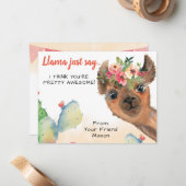 Llama sagt nur, Kinder Klassenzimmer Valentinstag Mitteilungskarte (Vorderseite/Rückseite Beispiel)