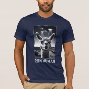 Llama Selfie UFO Lustige Kuriositäten Kunst T-Shirt