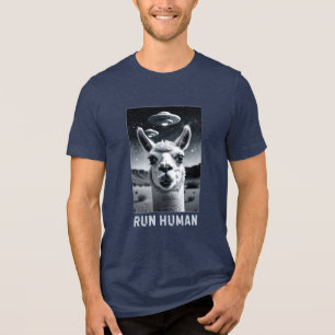 Llama Selfie UFO Lustige Kuriositäten Kunst Tri-Blend Shirt