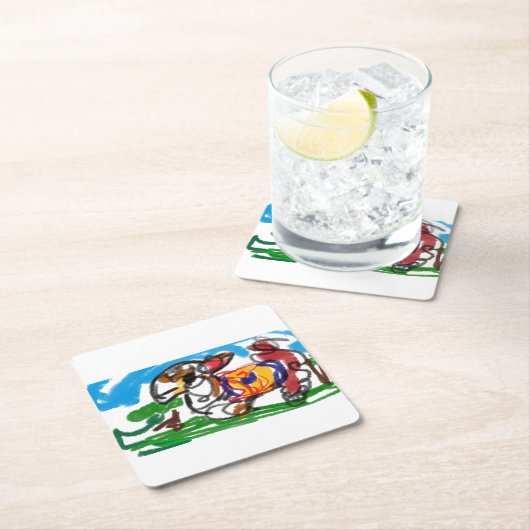 Llama Set Rechteckiger Pappuntersetzer (Vor Ort)