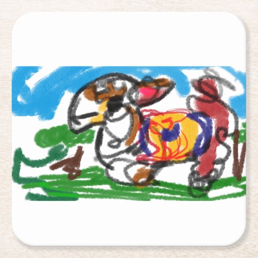 Llama Set Rechteckiger Pappuntersetzer (Vorderseite)