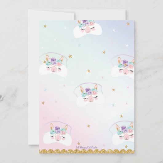 Llama Slumber Party Birthday Invitation Sleepover Einladung (Rückseite)