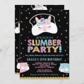 Llama Slumber Party Birthday Invitation Sleepover Einladung (Vorne/Hinten)