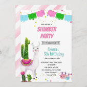 Llama Slumber Party Einladung (Vorne/Hinten)