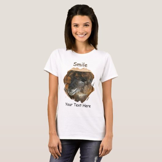 Llama Smile Cute Animal T-Shirt (Vorne ganz)