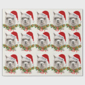 Llama Smiles Weihnachtsmannmütze Individuelle Name Geschenkpapier (Flach)