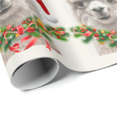 Llama Smiles Weihnachtsmannmütze Individuelle Name Geschenkpapier (Rolleneckpunkt)