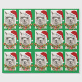 Llama Smiles Weihnachtsmannmütze Individuelle Name Geschenkpapier (Flach)