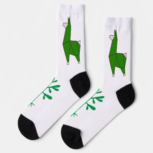 Llama Socken in Green, Nimm 2 (Linkes Detail)