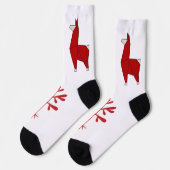 Llama Socken in Rot, Nimm 2 (Linkes Detail)