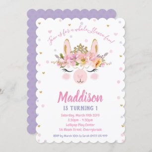 Llama Spaß zum Geburtstag Einladung Girls Alpaca