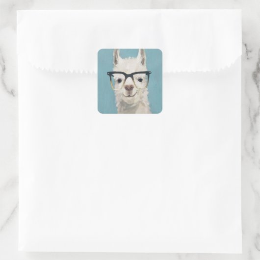 Llama Specs - Platz Quadratischer Aufkleber (Tasche)