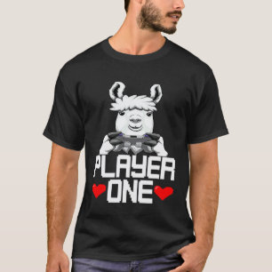 Llama Spieler Eins  Nippel Gaming Nerdiger Gamer T-Shirt