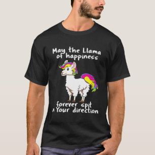 Llama Spit Happens Quote Sprichwort Rainbow Colorf T-Shirt