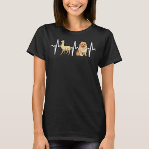 Llama Spitz Heartbeat Dog T-Shirt